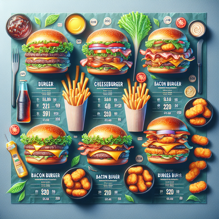 WendyʼS Burger Menu With Prices