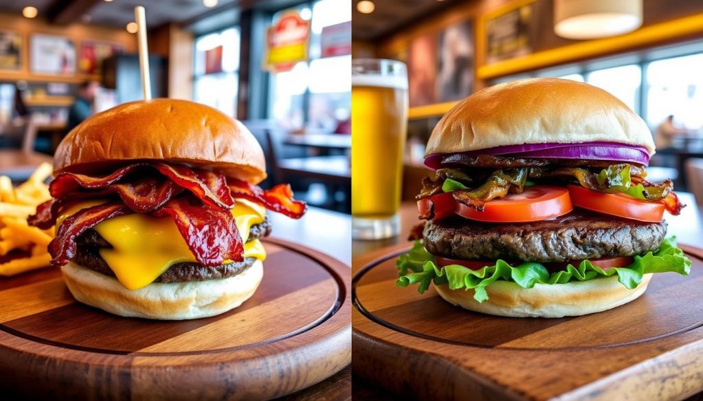 Comparing bacon burgers at Applebee's and competitors