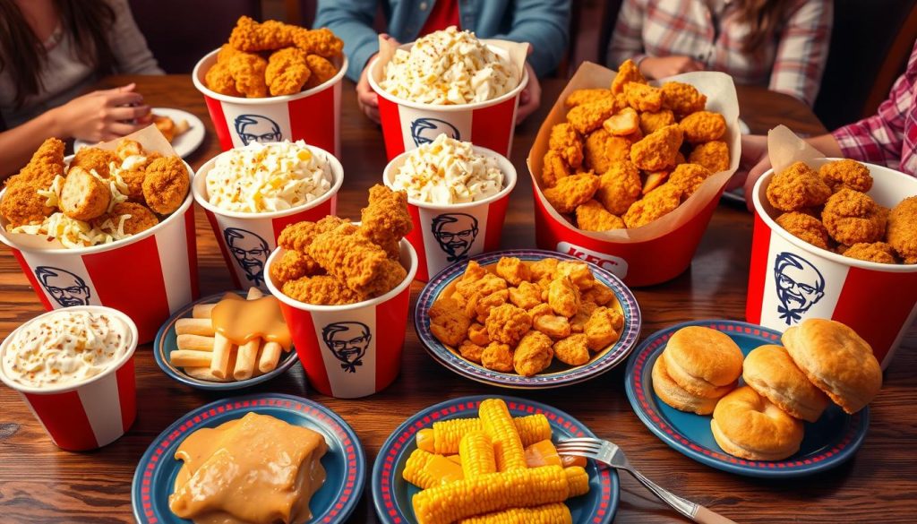 KFC family feast options featuring large family meals and sharing options