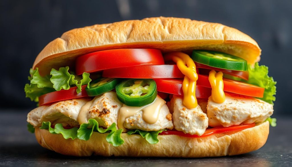 Subway chicken sandwich toppings