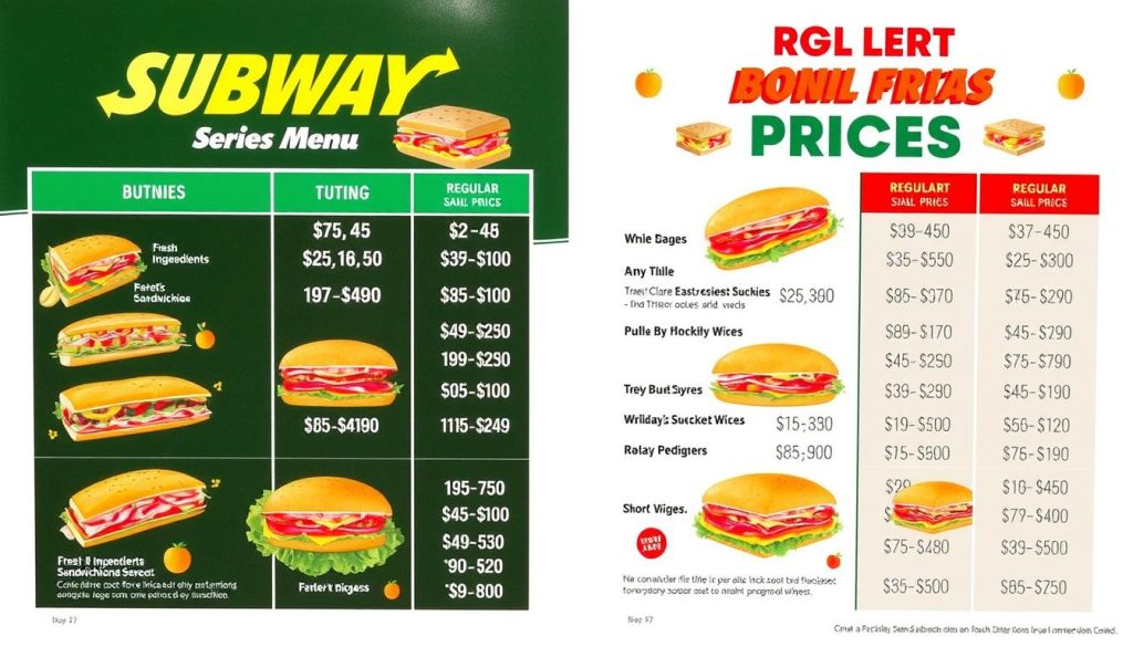 Subway series vs regular menu prices comparison