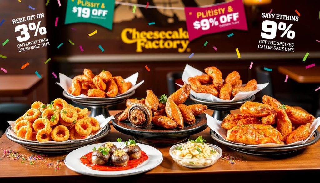 discounts and promotions on cheesecake factory appetizers