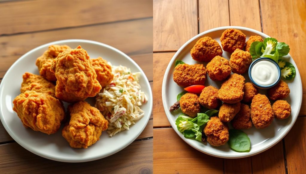 traditional chicken and meatless chicken comparison